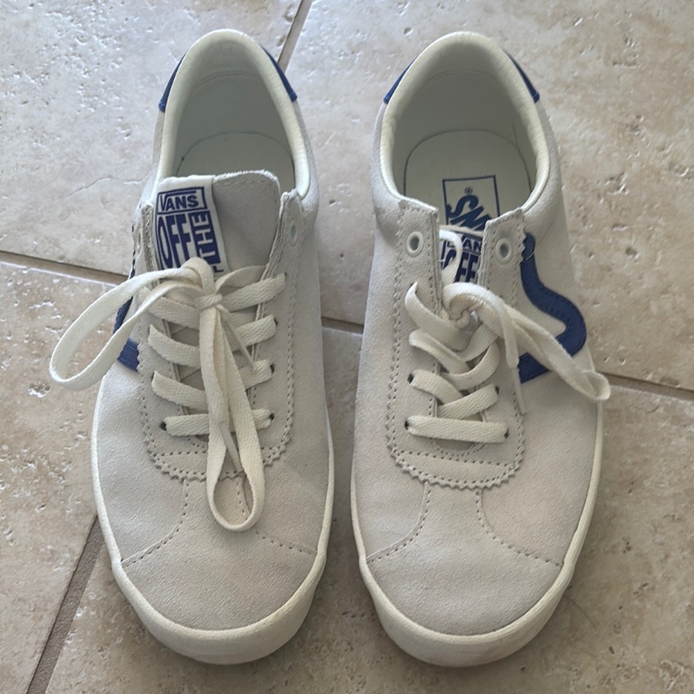 Vans Classic White and Blue Canvas Shoes